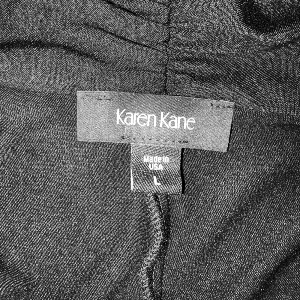 Karen Kane Black Cascade Wrap Dress SZ L - Picture 9 of 11